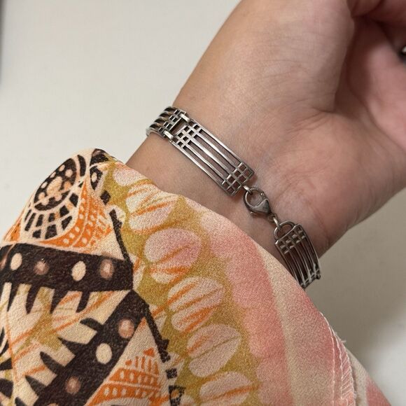 Vintage Sterling Unique Link Bracelet - Picture 3 of 6